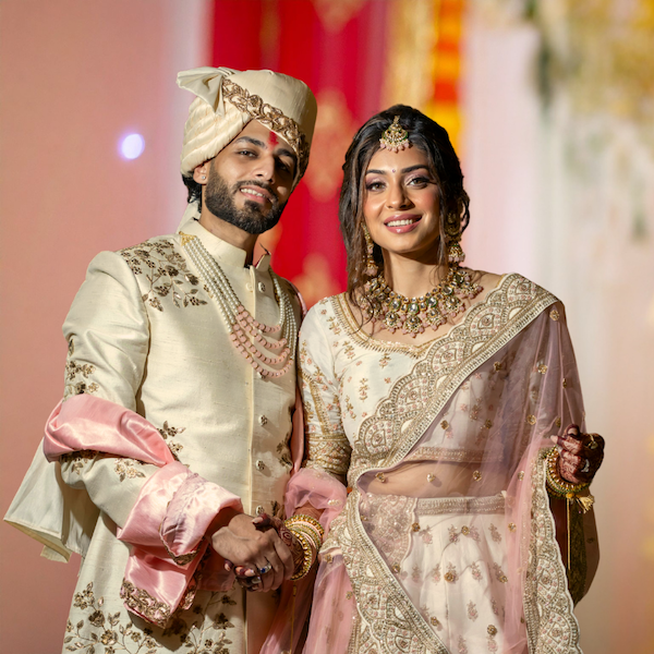 Couple with confident, natural smiles